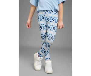 Leggings KANGAROOS "Kangaroos 2er Pack Leggings für kleine Mädchen", Mädchen, Gr. 92/98, N-Gr, blau (hellblau gemustert), Jersey, Obermaterial: 95% Viskose, 5% Elasthan, bedruckt, ethno, eng lang, Hos