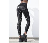 LASCANA ACTIVE Leggings Damen schwarz-marmoriert-weiß Gr.48/50