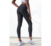 Leggings LASCANA ACTIVE, Damen, Gr. 40/42, N-Gr, schwarz, Obermaterial: 82% Polyester, 18% Elasthan, bedruckt, unifarben, figurbetont lang, Hosen Leggings, mit glänzendem Logoschriftzug (13517245-40) 