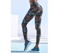 Leggings LASCANA ACTIVE, Damen, Gr. L (44/46), N-Gr, blau (dunkelblau), Jersey, Obermaterial: 95% Baumwolle, 5% Elasthan, bedruckt, mehrfarbig, figurbetont knöchellang, Hosen Leggings, mit floralem Dr