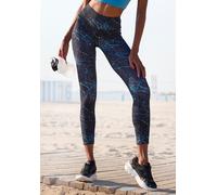 Leggings LASCANA ACTIVE, Damen, Gr. M (40/42), N-Gr, blau (schwarz, blau), Obermaterial: 82% Polyester, 18% Elasthan, bedruckt, gemustert, mehrfarbig, figurbetont lang, Hosen Leggings, Abstrakte Muste