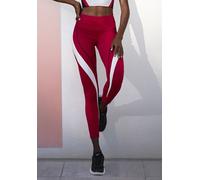 Leggings LASCANA ACTIVE, Damen, Gr. S (36/38), N-Gr, rot, Obermaterial: 85% Polyester, 15% Elasthan, unifarben mit Farbeinsätzen, figurbetont knöchellang, Hosen Leggings, Logo-Badge und Reißverschluss