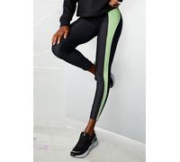 Leggings LASCANA ACTIVE, Damen, Gr. S (36/38), N-Gr, schwarz (schwarz, grün), Obermaterial: 85% Polyester, 15% Elasthan, unifarben mit Farbeinsatz, figurbetont lang, Hosen Leggings, Sporthose mit farb