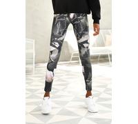 Leggings LASCANA ACTIVE "Tropical", Damen, Gr. XL (48/50), N-Gr, bunt (gemustert, khaki, hellrosa), Obermaterial: 94% Baumwolle, 6% Elasthan, gemustert, sportlich, figurbetont lang, Hosen, mit abstrak