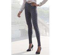 Leggings LASCANA, Damen, Gr. 36/38, N-Gr, grau (anthrazit meliert), Obermaterial: 58% Polyester, 18% Polyamid, 10% Baumwolle, 9% Viskose, 5% Elasthan, figurbetont knöchellang, Hosen Leggings, mit Ajou