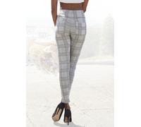 Leggings LASCANA Gr. 40/42, N-Gr, grün (grau kariert) Damen Hosen Leggings mit Ajour Karomuster (42852561-40)