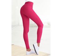 Leggings LASCANA, Damen, Gr. 40/42, N-Gr, pink, Single Jersey, Obermaterial: 95% Baumwolle, 5% Elasthan, unifarben, Basic, Basic lang, Hosen Leggings, mit breitem Bündchen (94033713-40) pink
