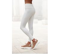 Leggings LASCANA, Damen, Gr. 44/46, N-Gr, weiß (sanftes weiß), Single Jersey, Graumeliert (Obermaterial): 51% Baumwolle, 44% Polyester, 5% Elasthan. Obermaterial: 95% Baumwolle, 5% Elasthan, unifarben