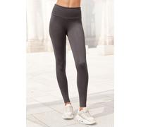 Leggings LASCANA, Damen, Gr. 48/50, N-Gr, braun, Single Jersey, Graumeliert (Obermaterial): 51% Baumwolle, 44% Polyester, 5% Elasthan. Obermaterial: 95% Baumwolle, 5% Elasthan, unifarben, Basic, Basic