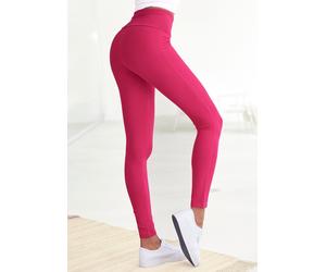 Leggings LASCANA, Damen, Gr. 56/58, N-Gr, pink, Single Jersey, Obermaterial: 95% Baumwolle, 5% Elasthan, unifarben, Basic, Basic lang, Hosen Leggings, mit breitem Bündchen (94033713-56) pink