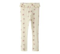 Leggings LIL' ATELIER "NMFGAVO EFI SLIM LEGGING LIL NOOS", Mädchen, Gr. 92, N-Gr, beige (turtledove aop:bow), Jersey, Obermaterial: 57% Baumwolle, 38% Lyocell, 5% Elasthan, bedruckt, slim fit lang, Ho