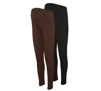 Leggings MAMALICIOUS "MLEMMA LONG LEGGING 2-P A. E. NOOS", Damen, Gr. S, N-Gr, braun (schwarz pack:hot fudge), Jersey, Obermaterial: 95% Baumwolle, 5% Elasthan, unifarben, slim fit lang, Hosen Legging