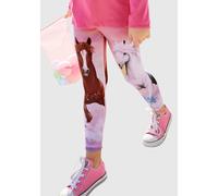 Leggings MISS MELODY, Mädchen, Gr. 140/146, N-Gr, rosa (rose), Jersey, Obermaterial: 95% Polyester, 5% Elasthan, bedruckt, schmal lang, Hosen Leggings, mit schönem Pferdemotiv, Topseller (42711357-140