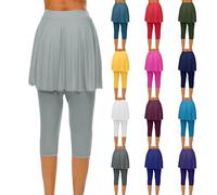Leggings mit Rock Damen Capri Leggings 3/4 Aus Baumwolle Fitnesshose Yogapant Sommerhose Atmungsaktive Joggers Sporthose Bunte Yoga Casual Weich Freizeithose (Black, M)