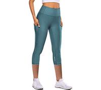 Leggings Mit Spitze Damen 3/4 Casual Fitnesshose Po Push Up Elastische Booty Lifting Sport Leggings mit Taschen Fitness Dünne Yoga Leggins Bauchweg Sports Leggings Workout High Waist Frauen Leggings