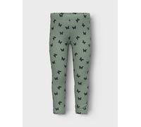 Leggings NAME IT "innen angeraut NMFDAVINA SWEAT FLEECE LEGGING", Mädchen, Gr. 80, N-Gr, grün (lilypad aop:butterfly), Jersey, Obermaterial: 66% Polyester, 30% Baumwolle, 4% Elasthan, bedruckt, regula