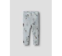 Leggings NAME IT "NBMWANG WOOL NEEDLE LONGJOHN NOOS", Mädchen, Gr. 62, N-Gr, grau (arctic ice aop:forest animal), Strick, Obermaterial: 100% Wolle, bedruckt, regular fit knöchellang, Hosen Leggings, W