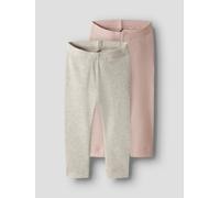 Leggings NAME IT "NBNKAB 2P LEGGING NOOS", Mädchen, Gr. 74, N-Gr, rosa (peyote melange pack:sepia rose), Feinripp, Obermaterial: 57% Baumwolle, 38% Modal, 5% Elasthan, meliert, unifarben, regular fit 