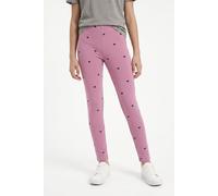 Leggings NAME IT "NKFDAVINA AOP SWE LEGGING BRU NOOS", Mädchen, Gr. 122, N-Gr, mauve orchid aop:with schwarz sapphire hearts, Jersey, Obermaterial: 95% Baumwolle, 5% Elasthan, bedruckt, lang, Hosen Le