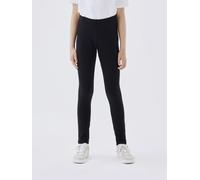 Leggings NAME IT "NKFDAVINA SOLID SWE LEGGING", Mädchen, Gr. 128, N-Gr, schwarz, Sweatware, Obermaterial: 95% Baumwolle, 5% Elasthan, unifarben, eng lang, Hosen Leggings (42068345-128) schwarz