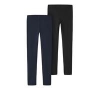 Leggings NAME IT "NKFVIVIAN 2P LEGGING L NOOS", Mädchen, Gr. 98/104, N-Gr, schwarz sapphir, Jersey, Obermaterial: 95% Baumwolle, 5% Elasthan, unifarben, slim fit lang, Hosen Leggings, unifarben, casua