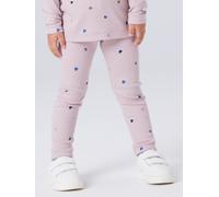 Leggings NAME IT "NMFNUTTI LEGGING NOOS", Mädchen, Gr. 86, N-Gr, lila (burnished lila aop:hearts), Rippware, Obermaterial: 57% Baumwolle, 38% Modal, 5% Elasthan, bedruckt, Hosen Leggings, aus Baumwoll