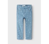 Leggings NAME IT "NMFSALLI SLIM DNM LEGGING 2352-VB NOOS", Mädchen, Gr. 80, N-Gr, blau (light blau denim), Sweatware, Obermaterial: 70% Baumwolle, 25% Polyester, 5% Elasthan, bedruckt, slim fit knöche