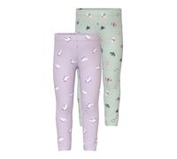 Leggings NAME IT "NMFVIVIAN 2P AOP LEGGING", Mädchen, Gr. 122, N-Gr, lavender fog pack:pale aqua, Jersey, Obermaterial: 95% Baumwolle, 5% Elasthan, bedruckt, regular fit lang, Hosen Leggings (66833860