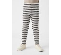 Leggings NAME IT "NMMWANG WOOL NEEDLE LONGJOHN NOOS", Mädchen, Gr. 110, N-Gr, snow weiß stripes:morel, folkstone gray, Strick, Obermaterial: 100% Wolle, gestreift, normal knöchellang, Hosen Leggings, 