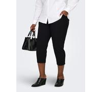Leggings ONLY CARMAKOMA "CARSANIA BUTTON CAPRI JRS PNT NOOS", Damen, Gr. L (50/52), N-Gr, schwarz, Jersey, Obermaterial: 95% Polyester, 5% Elasthan, unifarben, regular fit lang, Hosen Leggings (271293