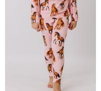 Leggings Rosa Pferde-Print Allover Bio-Baumwolle GOTS elastisch - Walkiddy 92