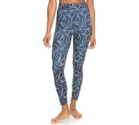Leggings ROXY "Keep On Trying", Damen, Gr. XS, blau (mood indigo tropical mood), Obermaterial:88% Microfaser, 12% Elasthan;, Hosen Leggings (22723241-XS)