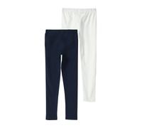 Leggings S.OLIVER JUNIOR, Mädchen, Gr. 116, N-Gr, blau (weiß, schwarz), Jersey, Obermaterial: 95% Baumwolle, 5% Elasthan, unifarben, körpernah lang, Hosen Leggings, 2er Pack / für Girls / mit Stretch 