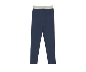 Leggings S.OLIVER JUNIOR, Mädchen, Gr. 140, N-Gr, dunkelblau, Web, Obermaterial: 95% Baumwolle, 5% Elasthan, unifarben, eng lang, Hosen Leggings, mit Glitzer-Gummizug / Stretch - für Girls (64032619-1
