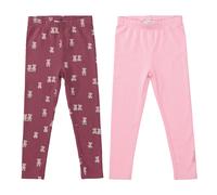 Leggings STACCATO, Mädchen, Gr. 116/122, N-Gr, berry, aop, schwarz rose, Web, Obermaterial: 95% Baumwolle, 5% Elasthan, unifarben mit Farbeinsatz, bequem lang, Hosen Leggings, 2er Pack unifarben / bed