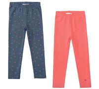 Leggings STACCATO, Mädchen, Gr. 128/134, N-Gr, bunt (coral rot, steel blau aop), Single Jersey, Obermaterial: 95% Baumwolle, 5% Elasthan, bedruckt, schmal lang, Hosen Leggings, 2er Pack, bedruckt mit 