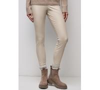 Leggings STREET ONE, Damen, Gr. 46, Länge 28, schwarz moonstone sand, Stoff, 100% Polyester, unifarben, skinny fit normal, Hosen Leggings, mit Elastikbund (53725524-46) schwarz moonstone sand