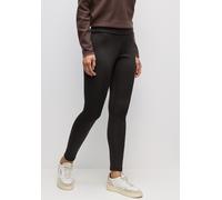 Leggings STREET ONE, Damen, Gr. 46, schwarzest braun, Stoff, 92% Polyester, 8% Elasthan, unifarben, skinny fit lang, Hosen Leggings, Middle Waist (57789202-46) schwarzest braun
