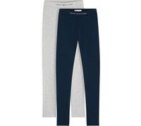 Leggings TOMMY HILFIGER "2 PACK LEGGINGS", Mädchen, Gr. 5 (110), N-Gr, blau (schwarz night navy, light grau heather), Jersey, Obermaterial: 78% Baumwolle, 18% Polyester, 4% Elasthan, unifarben, regula