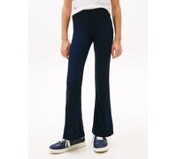 Leggings TOMMY HILFIGER "RIB FLARE", Mädchen, Gr. 7 (122), N-Gr, schwarz night navy, Rippstrick, Obermaterial: 95% Baumwolle, 5% Elasthan, unifarben, slim fit lang, Hosen Leggings, Kinder bis 16 Jahre