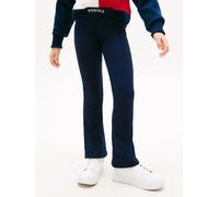 Leggings TOMMY HILFIGER "TOMMY FOIL FLARE LEGGING", Mädchen, Gr. 16 (176), N-Gr, schwarz night navy, Jersey, Obermaterial: 78% Baumwolle, 18% Polyester, 4% Elasthan, unifarben, regular fit lang, Hosen