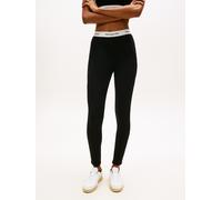 Leggings TOMMY JEANS "TJW ARCHIVE WB LEGGINGS", Damen, Gr. S (36), N-Gr, schwarz, Jersey, Obermaterial: 70% Viskose, 25% Polyester, 5% Elasthan, unifarben mit Farbeinsatz, figurbetont, Hosen Leggings