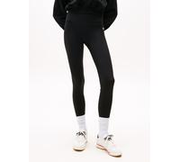 Leggings TOMMY JEANS "TJW SILVER SCRIPT LEGGINGS", Damen, Gr. XL (42), N-Gr, schwarz, Jersey, Obermaterial: 75% Nylon, 25% Elasthan, unifarben, figurbetont normal, Hosen Leggings (86991850-XL)