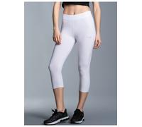 Leggings TRIGEMA "TRIGEMA Capri-Leggings", Damen, Gr. S, US-Größen, weiß, 85% Polyester (Bioactive), 15% Elasthan, Basic, Hosen Leggings (53947140-S) weiß