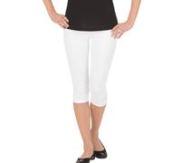 Leggings TRIGEMA "TRIGEMA Leggings 3/4 mit Kristallsteinen", Damen, Gr. XL, US-Größen, weiß, Feinripp, 95% Baumwolle, 5% Elastan, Basic, Hosen Leggings (598429-XL)