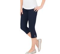 Leggings TRIGEMA "TRIGEMA Leggings 7/8 mit Kristallsteinen", Damen, Gr. 3XL, Normalgrößen, blau (navy), Feinripp, 95% Baumwolle, 5% Elastan, Basic, Hosen Leggings (62789711-XXXL) navy