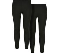 Leggings URBAN CLASSICS "Urban Classics Damen Girls Jersey Leggings 2-Pack", Mädchen, Gr. 158/164, Normalgrößen, schwarz (schwarz, schwarz), 95% Baumwolle, 5% Elasthan, unifarben, slim fit, Hosen Legg