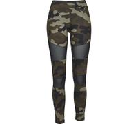 Urban Classics Damen Ladies Tech Mesh Leggings, woodcamo/blk, XXL