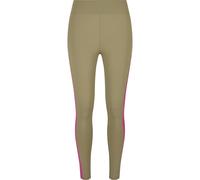 Leggings URBAN CLASSICS "Urban Classics Damen Ladies Color Block Leggings", Damen, Gr. L, US-Größen, khaki, brightviolet, 80% Polyimid, 20% Elasthan, unifarben, skinny fit, Hosen Leggings (53806333-L)