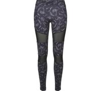 Leggings URBAN CLASSICS "Urban Classics Damen Ladies Tech Mesh AOP Leggings", Damen, Gr. 4XL, US-Größen, schwarzpaisley, 77% Polyester, 23% Elasthan, slim fit, Hosen Leggings (38690854-4XL) schwarzpai
